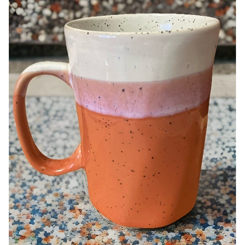 Orange Drip Glazed Stoneware Campfire Rustic "Coffee Mug" Cabin Urban Handmade